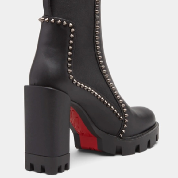 Christian Louboutin Spike Leather Chelsea Red Sole Booties - Picture 2 of 11